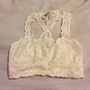 Free People cream lace racer back bra